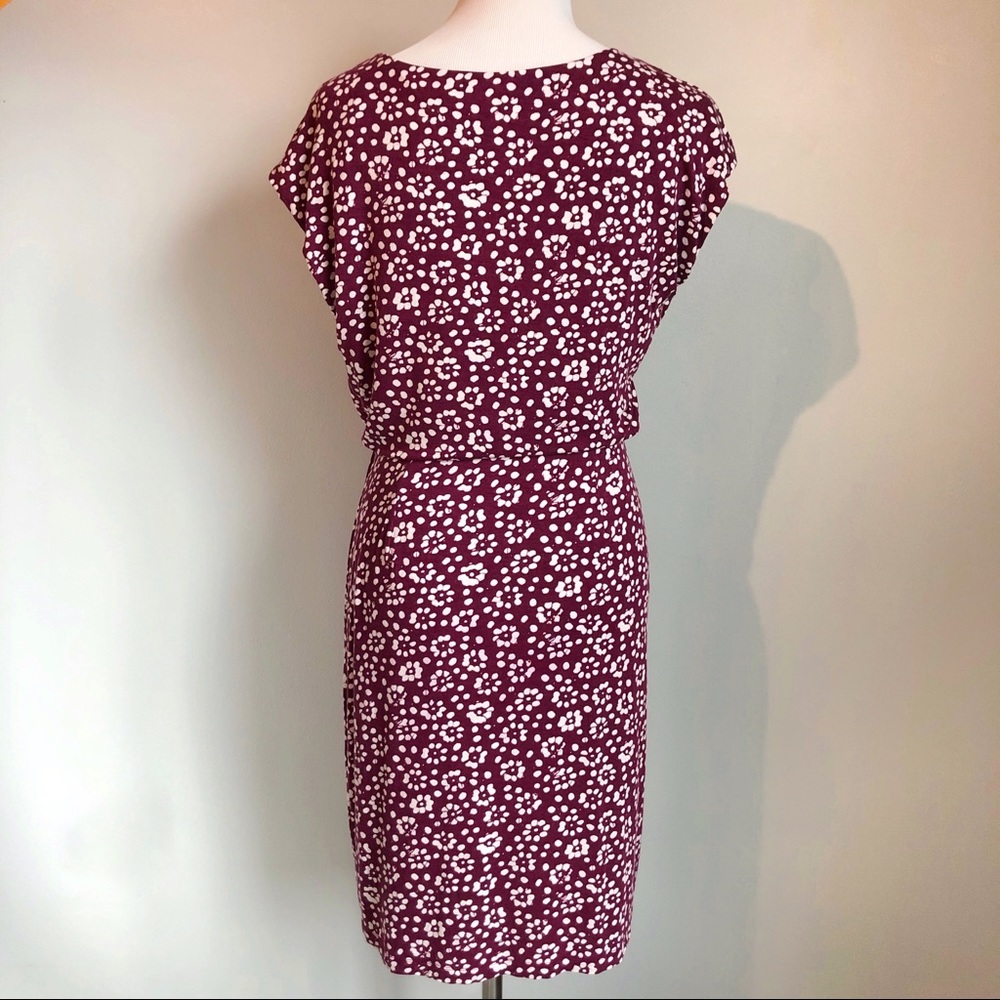 Loft Purple Burgundy Floral Jersey Casual Dress, size Small - Picture 2 of 8